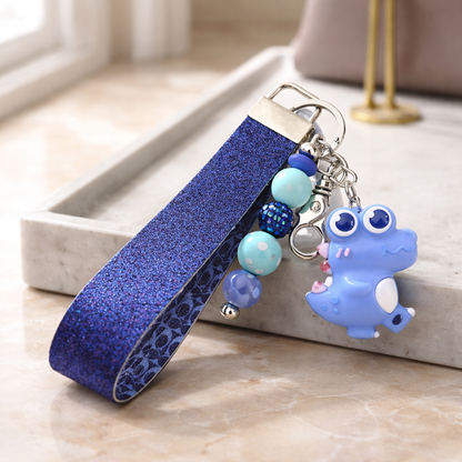 Blue Croc Wristlet Keychain