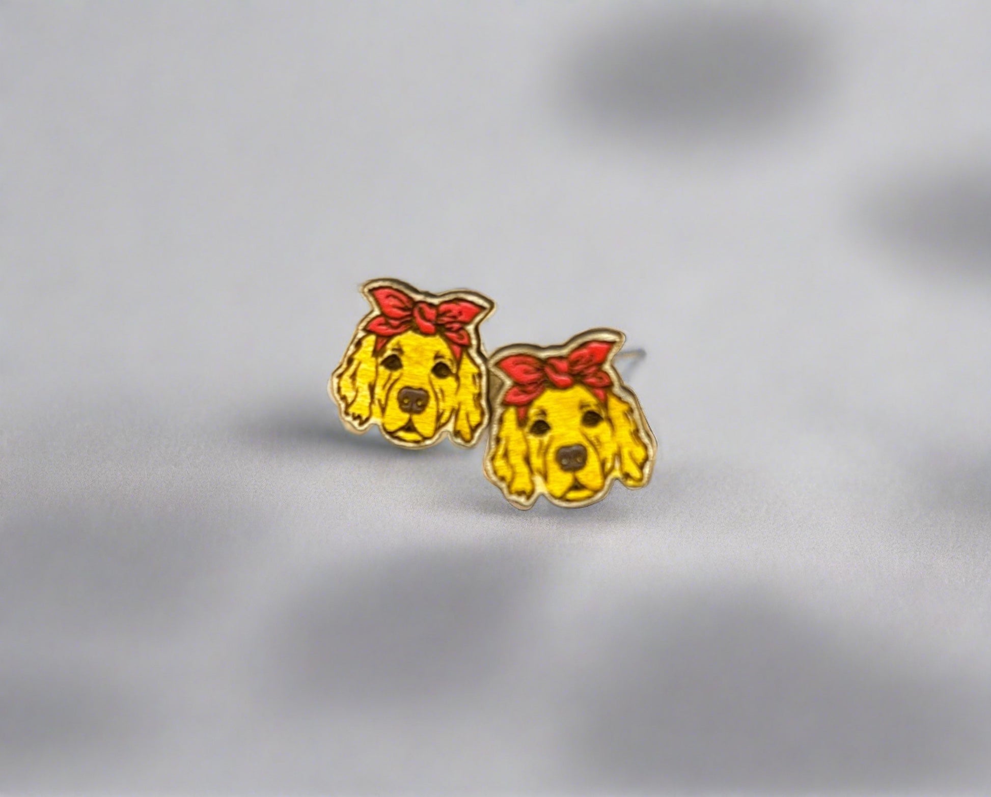 Golden Retriever  Red Bandana Wooden Stud EarringsPink tiful of LOVE