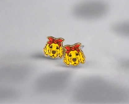 Golden Retriever  Red Bandana Wooden Stud EarringsPink tiful of LOVE