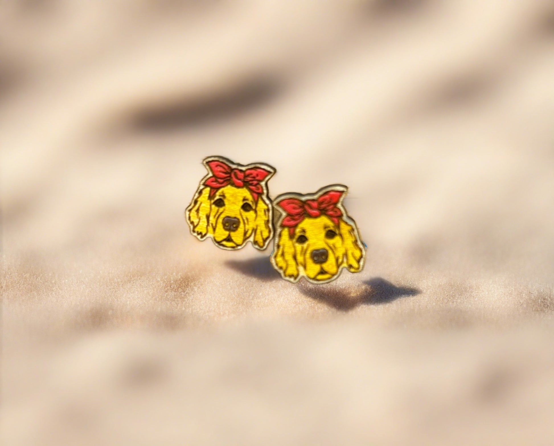 Golden Retriever  Red Bandana Wooden Stud EarringsPink tiful of LOVE
