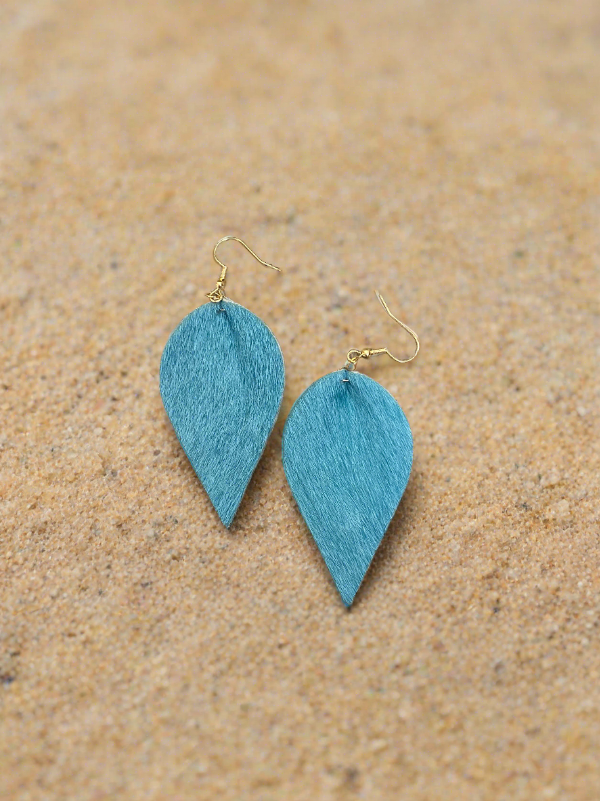 Turquoise Calf Hair Leather Drop Wire EarringsPink tiful of LOVE