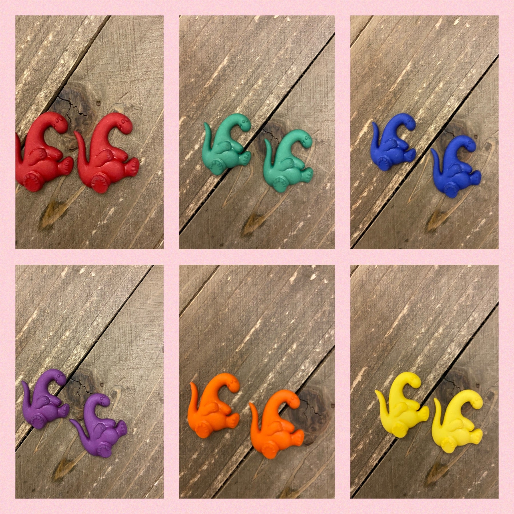 Dinosaur Post Earrings (6 colors to choose)Pink tiful of LOVE