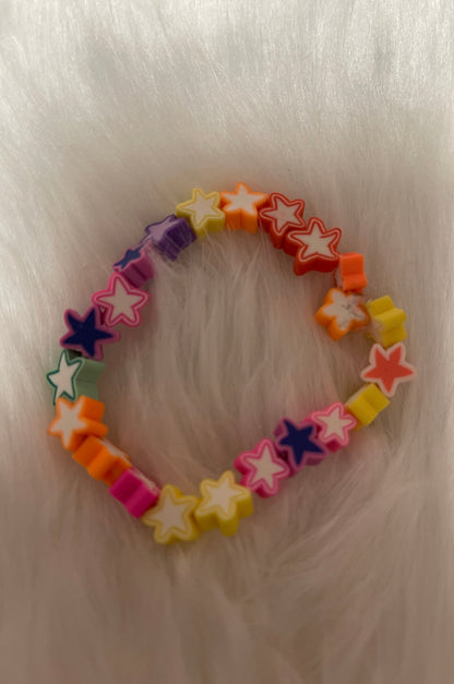 Neon Clay Star beaded Stretch braceletPink tiful of LOVE