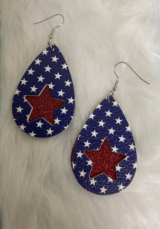 July 4th Teardrop Earrings - Stars &amp; GlitterPink tiful of LOVE