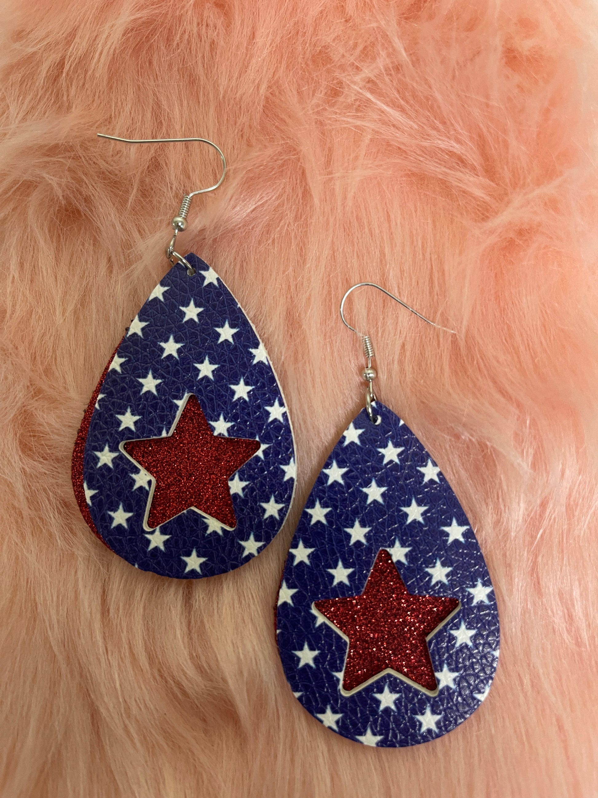 July 4th Teardrop Earrings - Stars &amp; GlitterPink tiful of LOVE