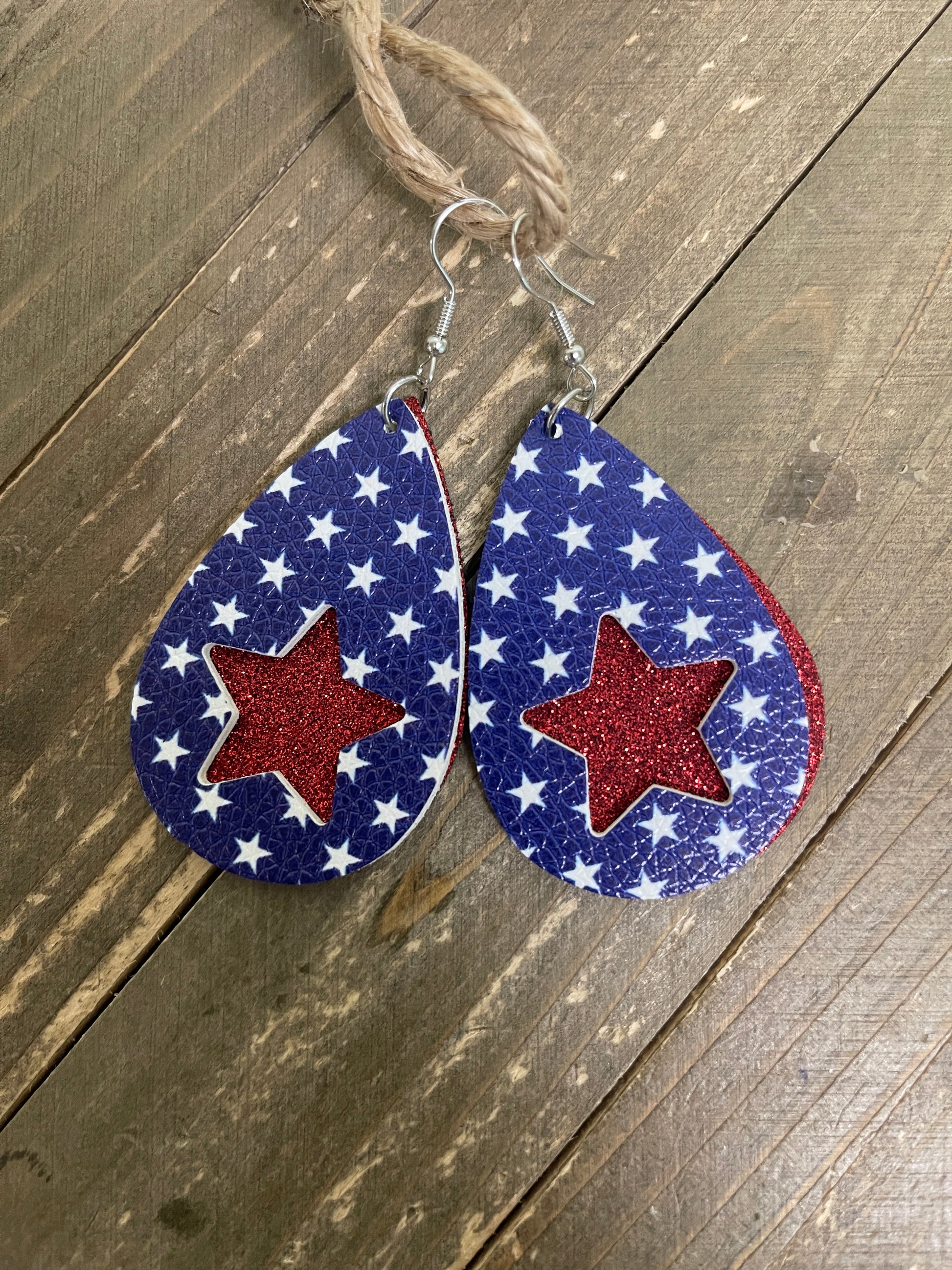 July 4th Teardrop Earrings - Stars &amp; GlitterPink tiful of LOVE