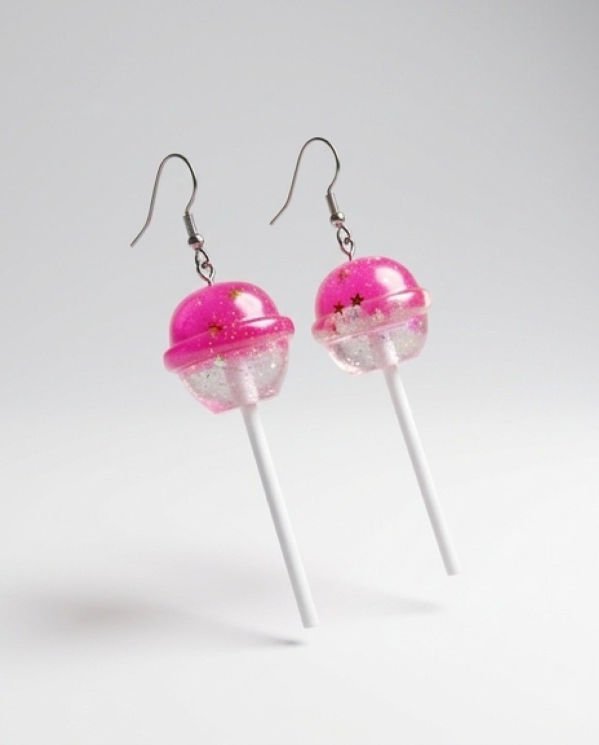Pink Glitter Lollipop Dangle Earrings