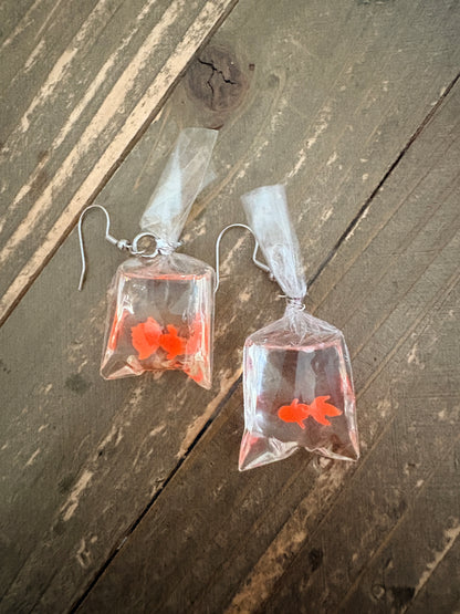 Goldfish in a Bag Earrings
