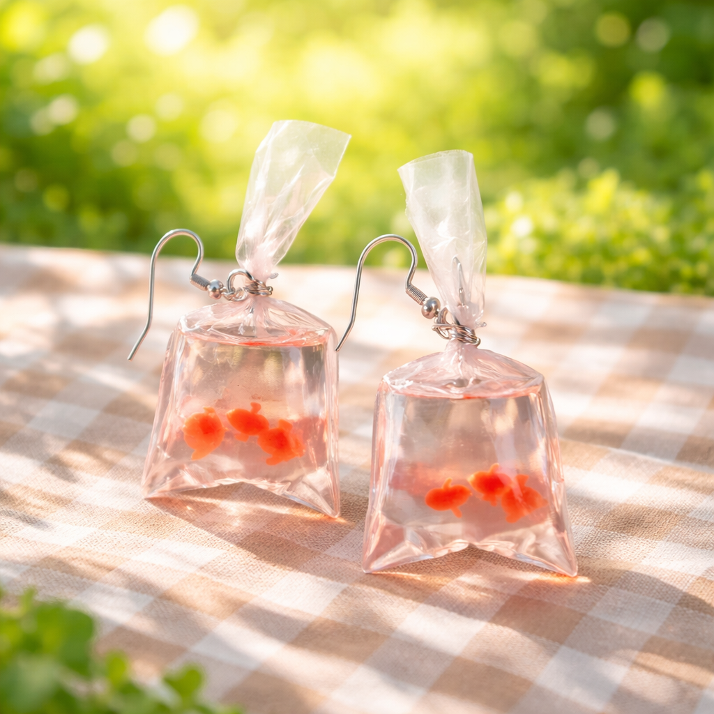 Goldfish in a Bag Earrings