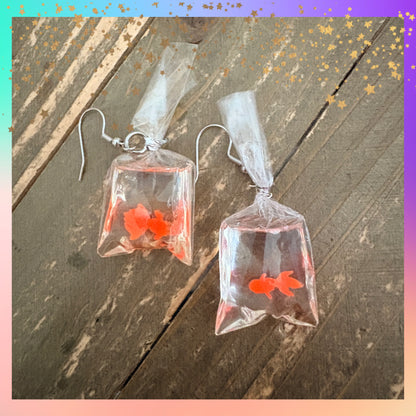 Goldfish in a Bag Earrings