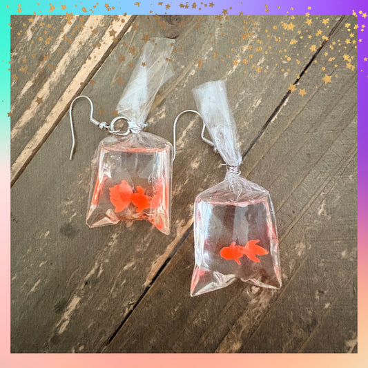 Goldfish in a Bag Earrings