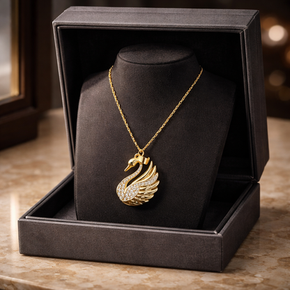 Rhinestone Swan Pendant Necklace