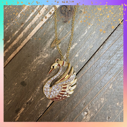 Rhinestone Swan Pendant Necklace