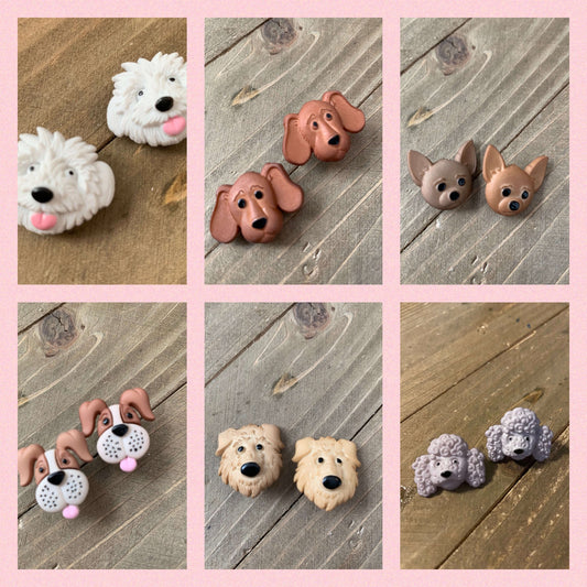 Adorable Fuzzy Face Dog Post EarringsPink tiful of LOVE