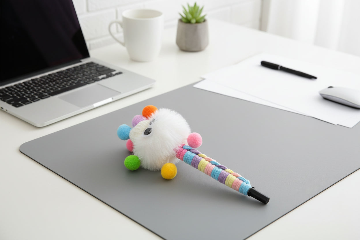 Adorable White Pom Pom Pen