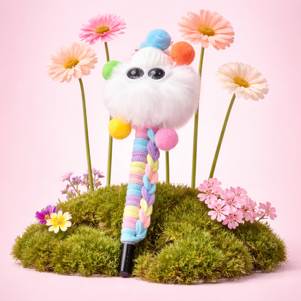 Adorable White Pom Pom Pen