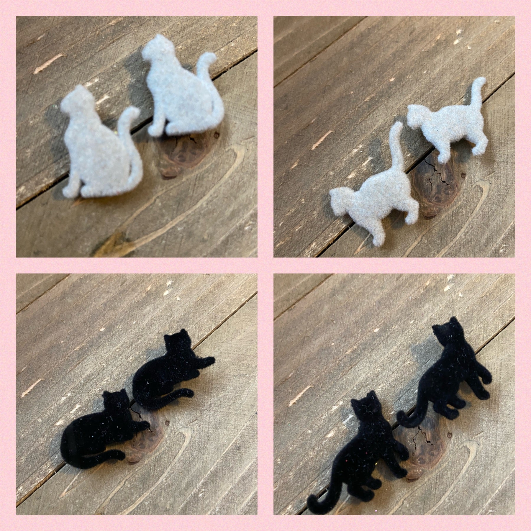 I LOVE CATS Post Earrings  Gray Black velvetyPink tiful of LOVE