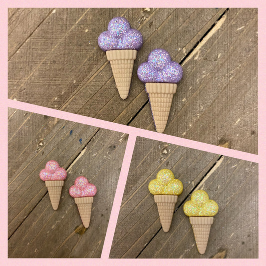 Ice Cream Cone Post Earrings (purple, pink, yellow)Pink tiful of LOVE