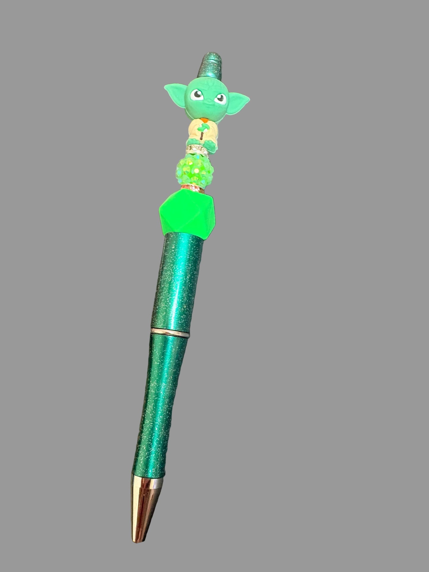 Galaxy Character Beadable Pen — Green Glitter with Character Topper