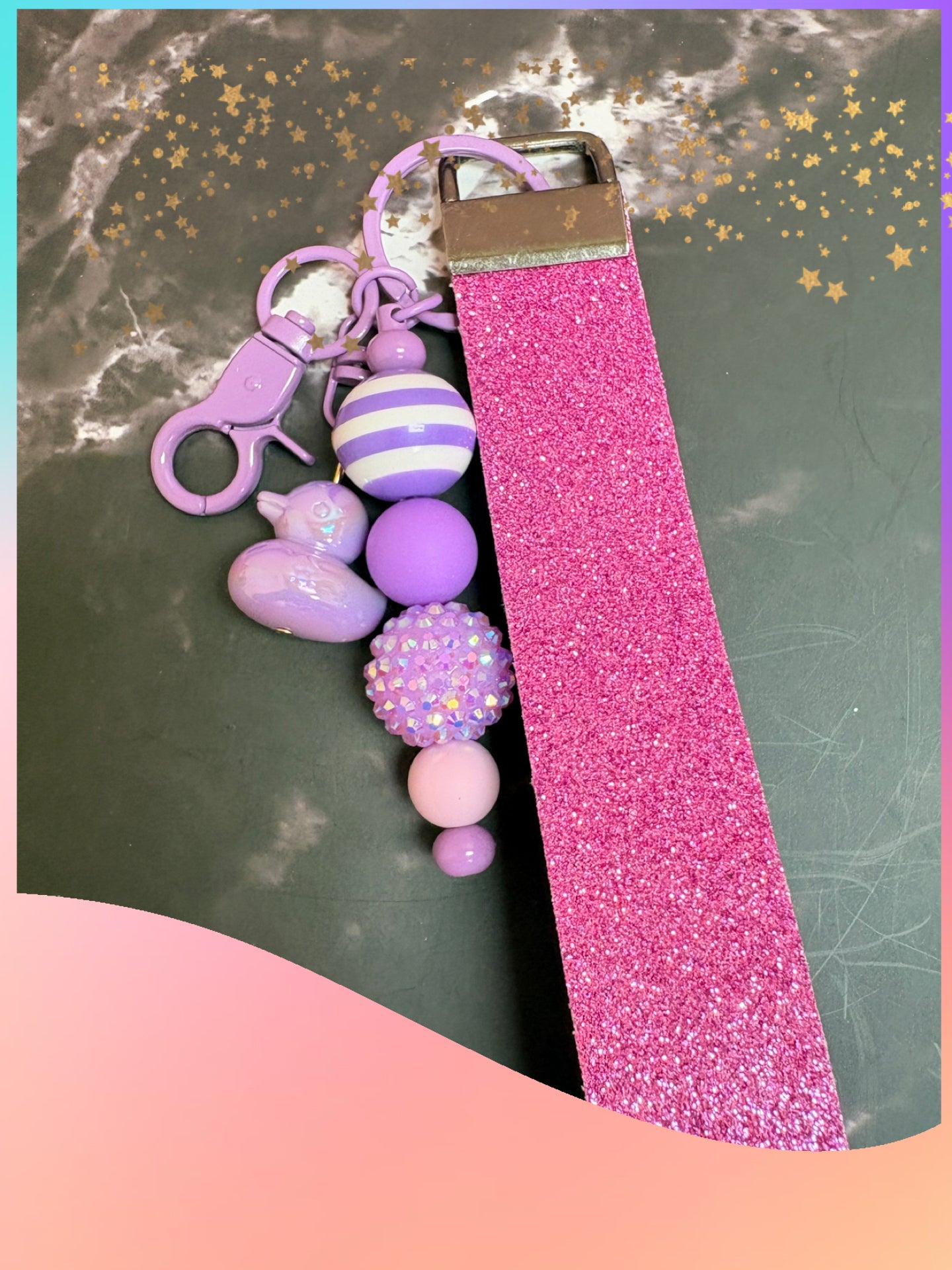 Purple Duck Wristlet Keychain