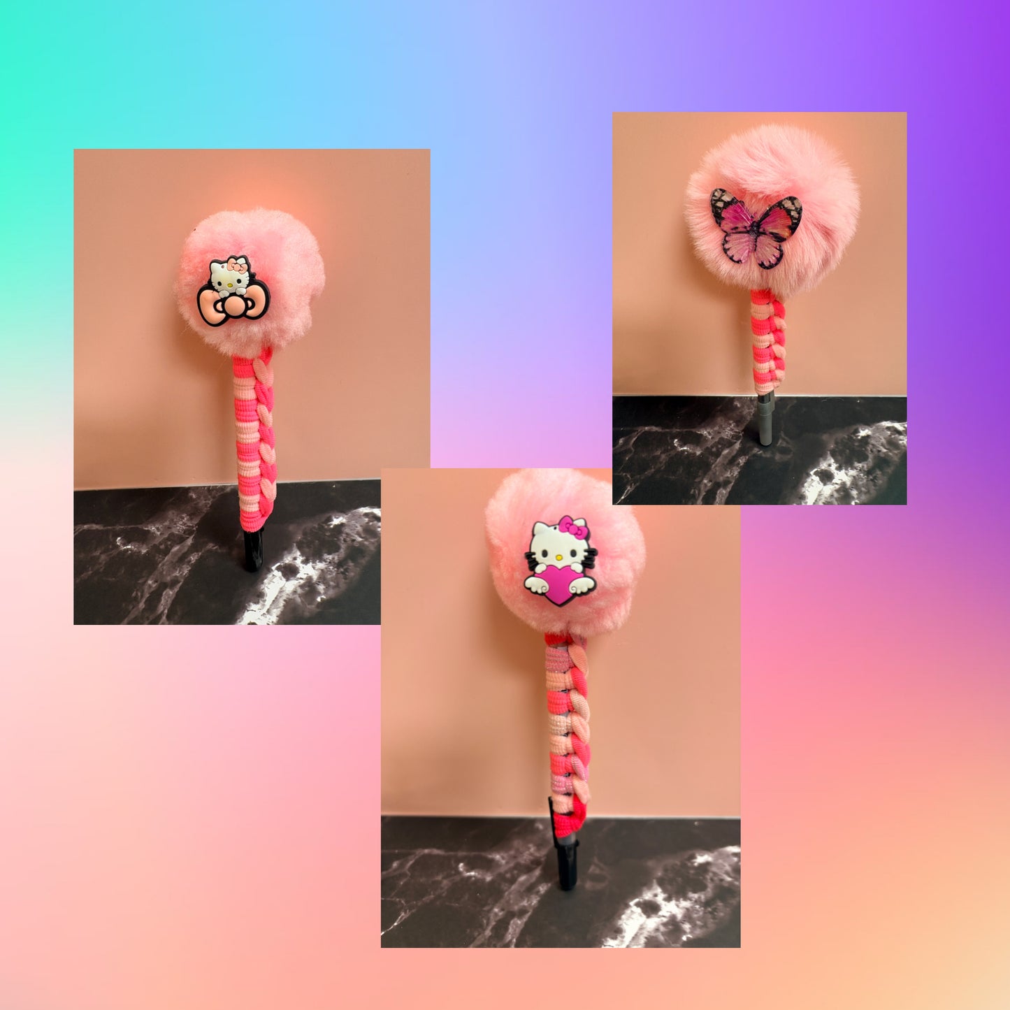 Shades of Pink Pom Pom Pens - 3 to choose from
