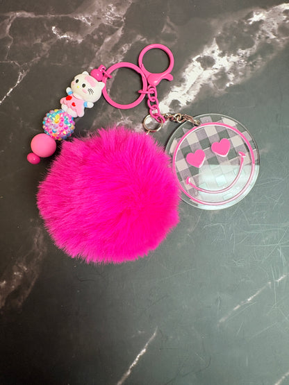 Pink Smiley Face Keychain