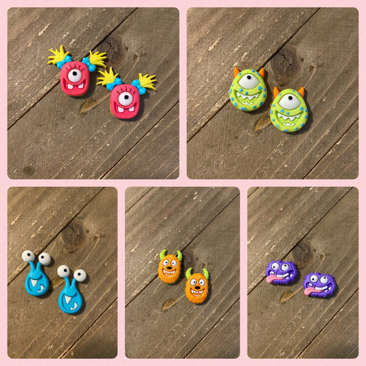 Mad for Monsters Earrings-(5 monsters to choose from)Pink tiful of LOVE