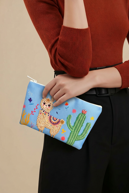 Llama Diamond Art Zippered Pouch