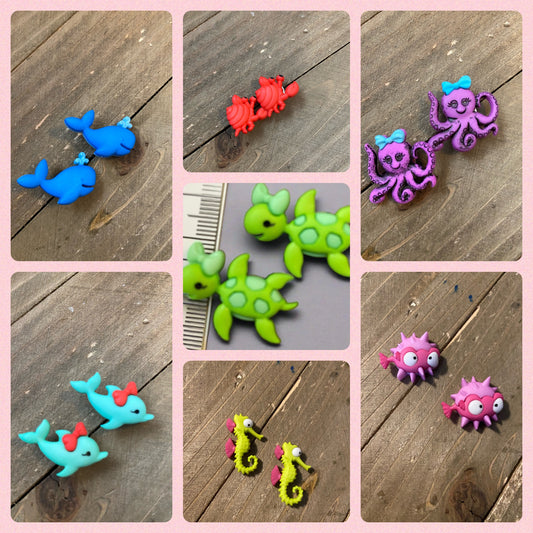 Ocean's Alive Post Earrings (5 sea creatures to choose from)Pink tiful of LOVE