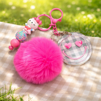Pink Smiley Face Keychain
