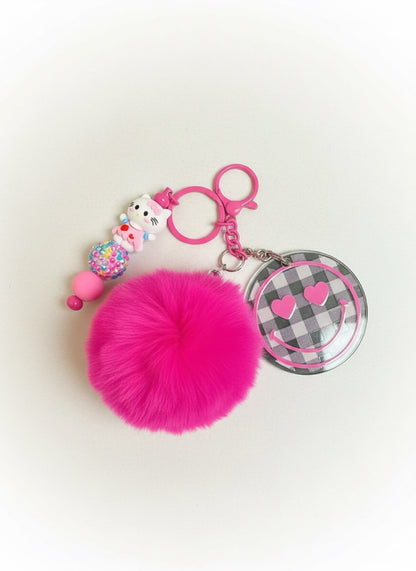 Pink Smiley Face Keychain