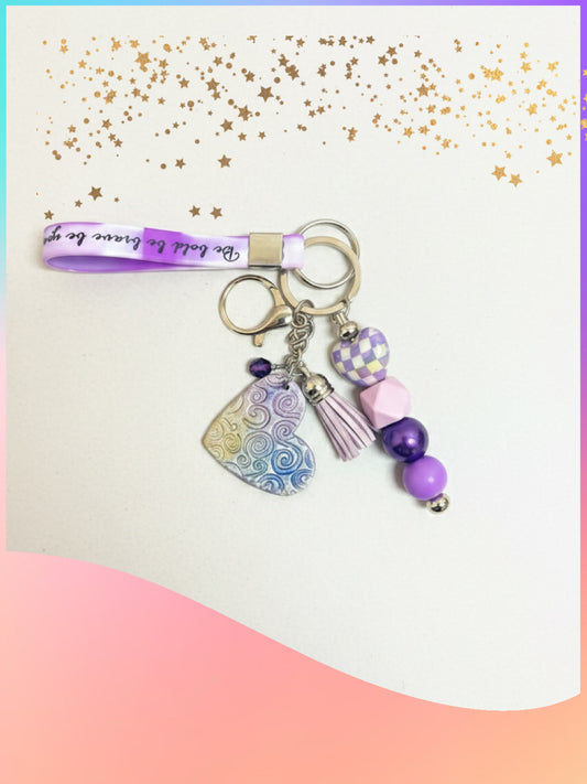 Purple Designed Small Wristlet Keychain