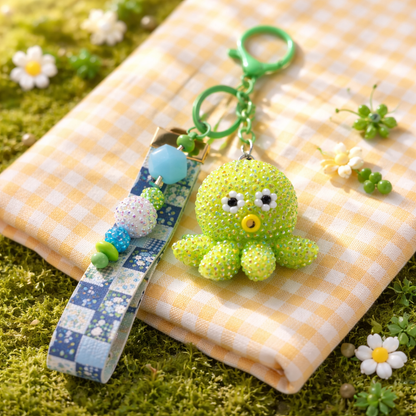Green Blinged Octopus Wristlet Keychain