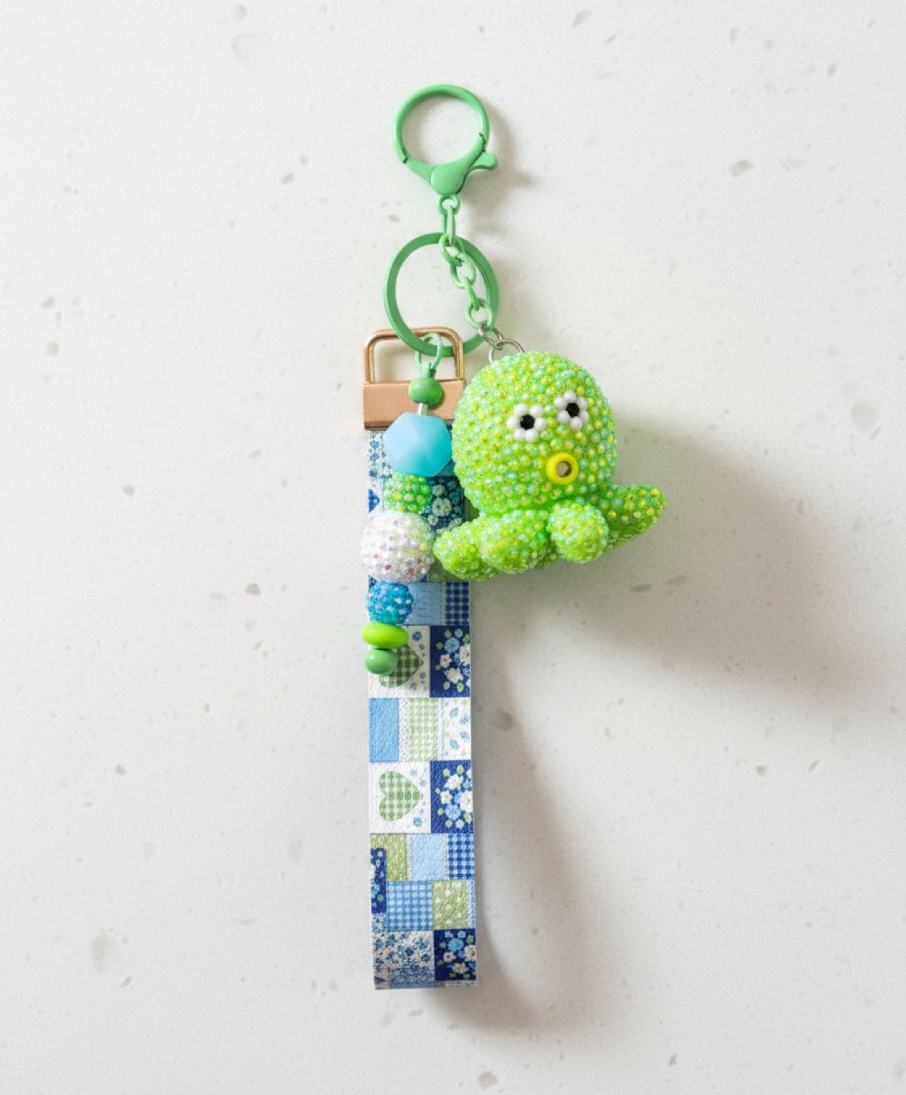 Green Blinged Octopus Wristlet Keychain