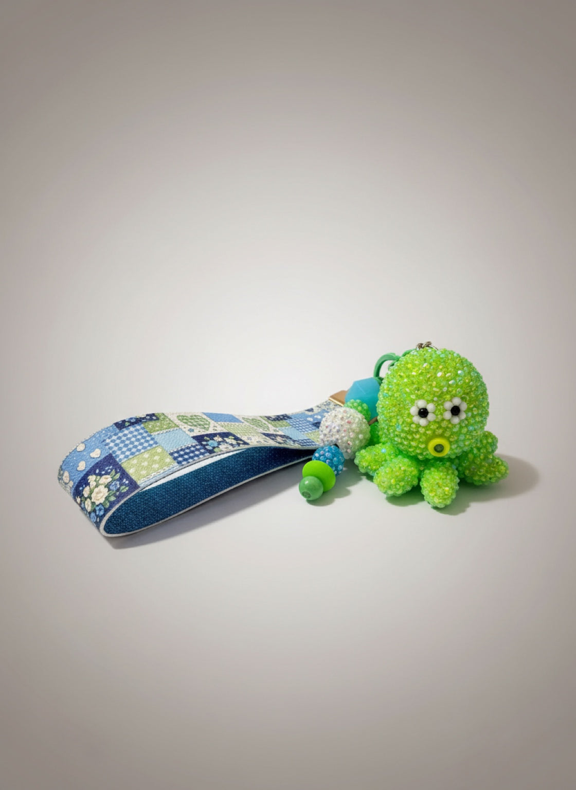 Green Blinged Octopus Wristlet Keychain