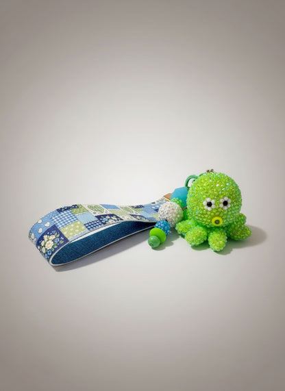 Green Blinged Octopus Wristlet Keychain