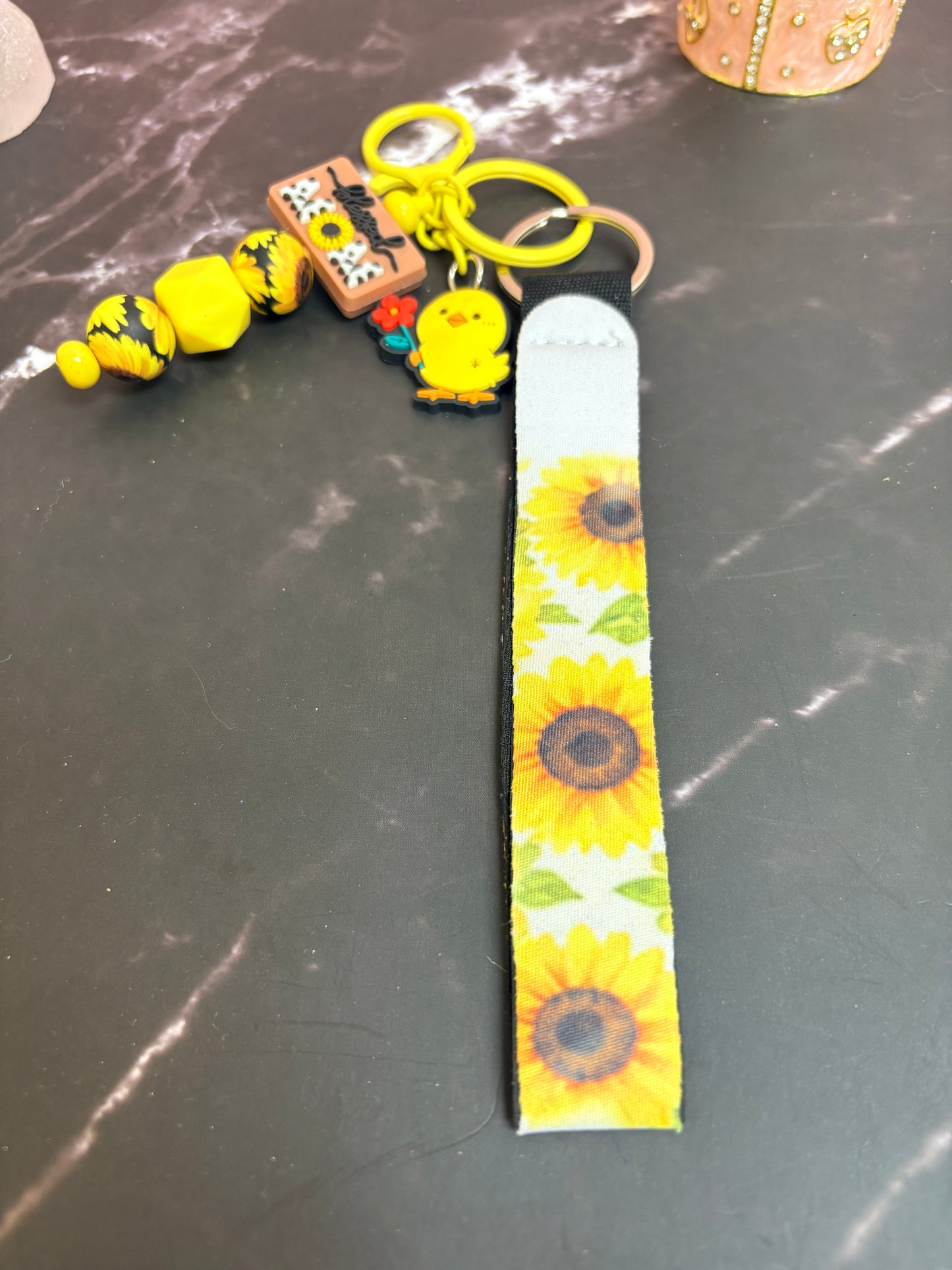 Blessed Mom Sunflower Keychain