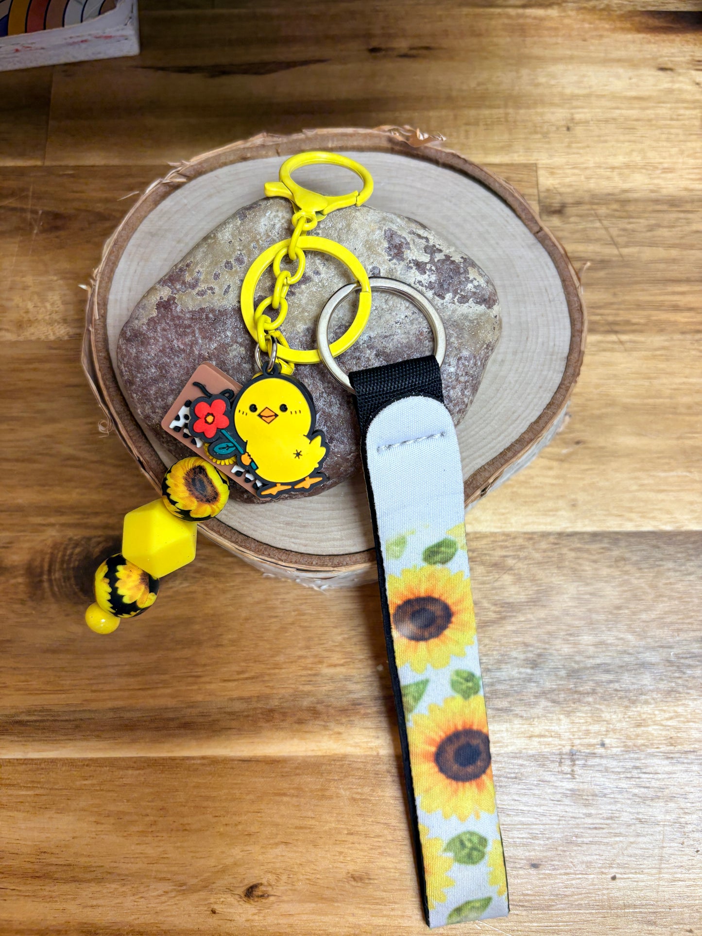 Blessed Mom Sunflower Keychain