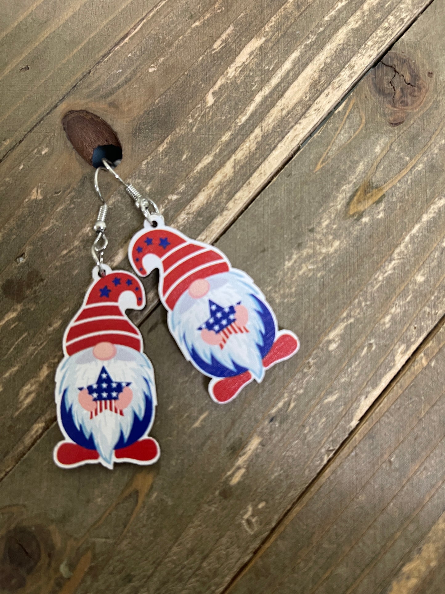 Patriotic Gnome Wire earringsPink tiful of LOVE