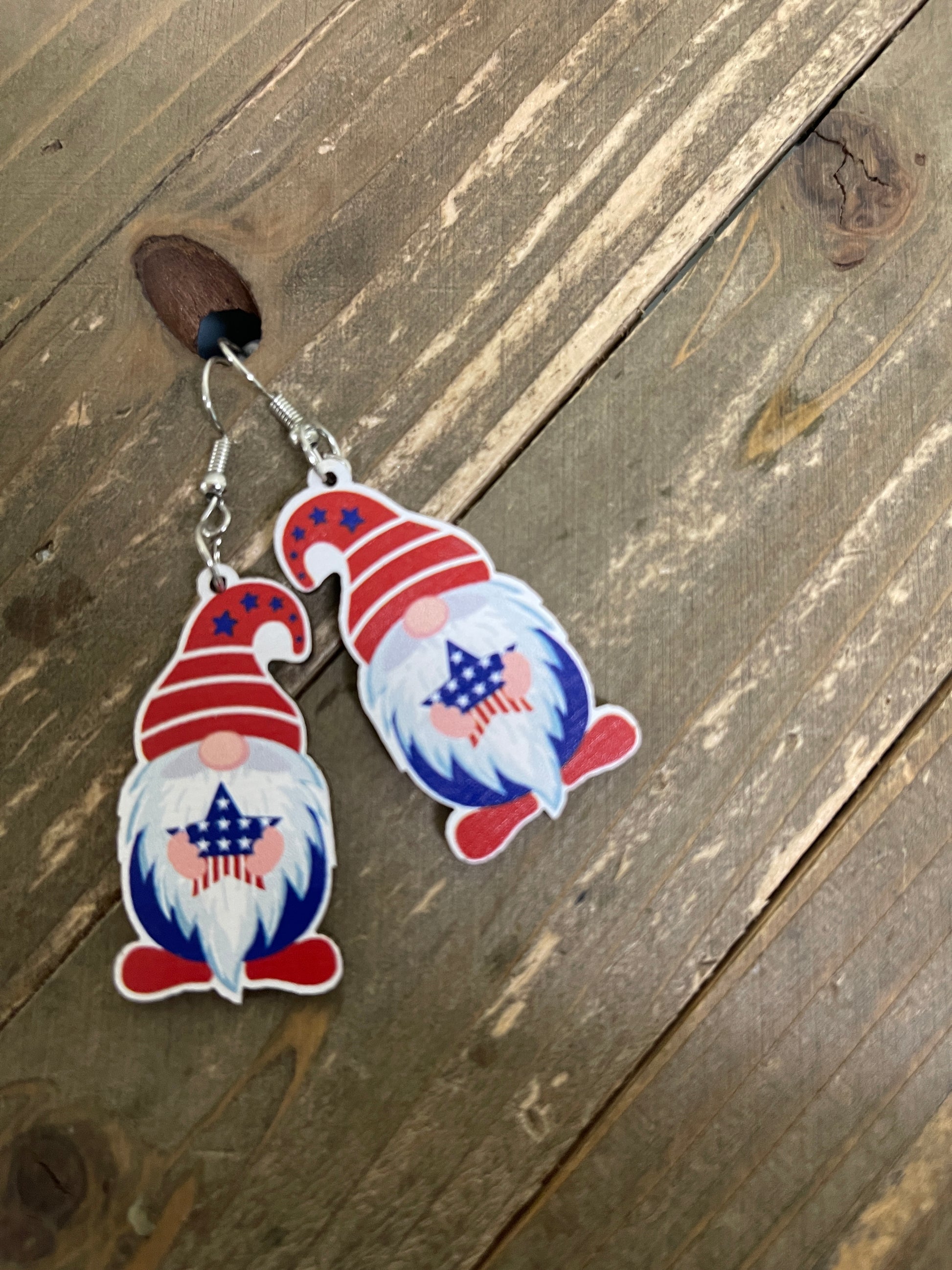 Patriotic Gnome Wire earringsPink tiful of LOVE