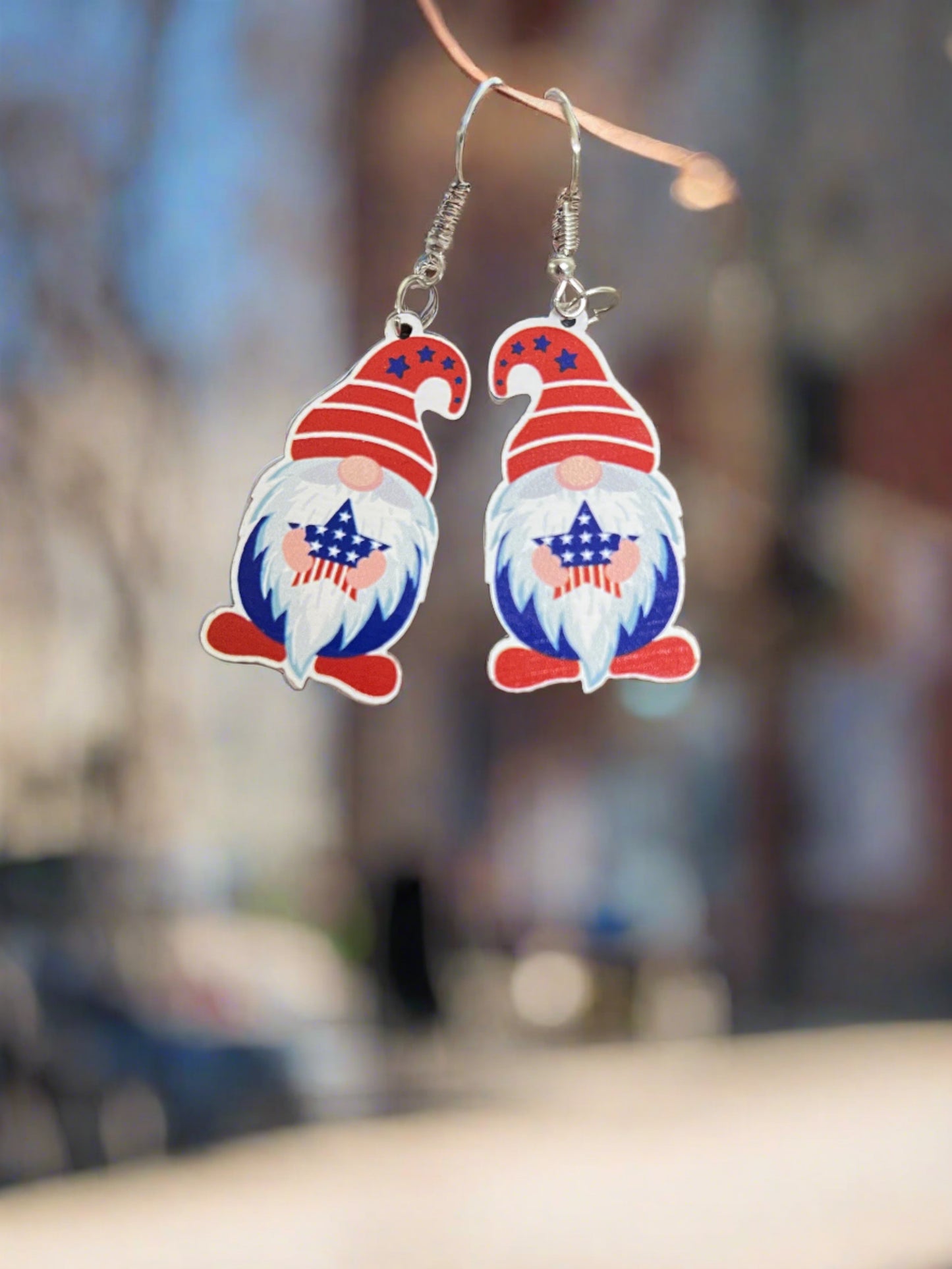 Patriotic Gnome Wire earringsPink tiful of LOVE