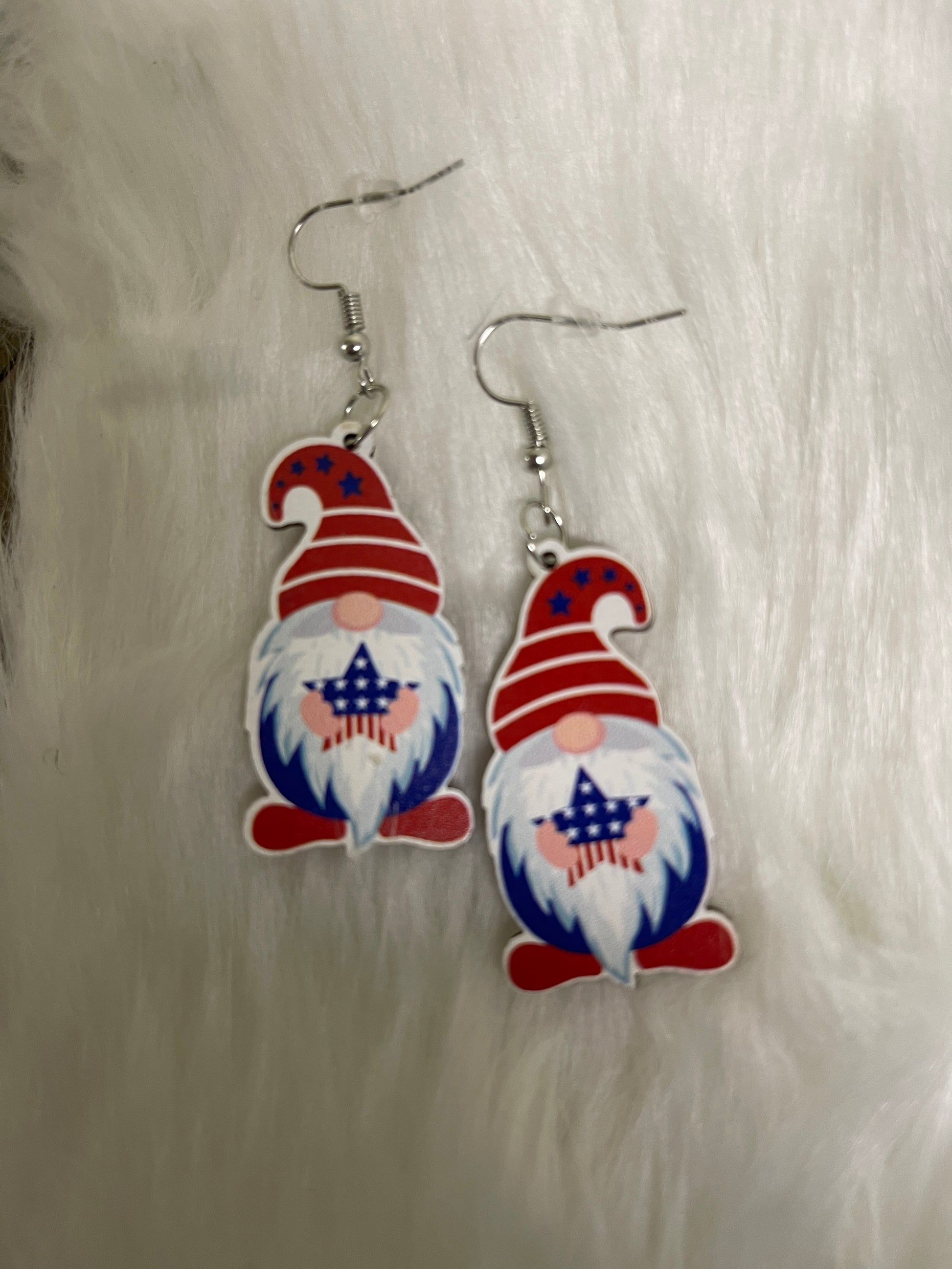 Patriotic Gnome Wire earringsPink tiful of LOVE