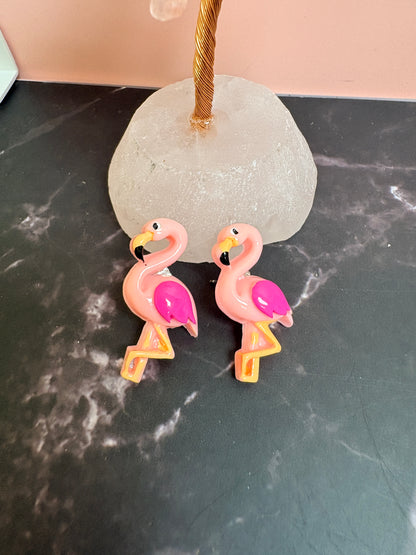 Flamingo Stud Earrings-Pink or dark pink