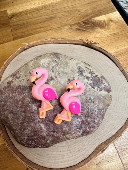 Flamingo Stud Earrings-Pink or dark pink