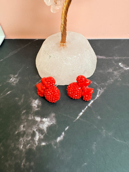 Red Sparkling Mouse Ear Bow Stud Earrings – Rhinestone Look Posts