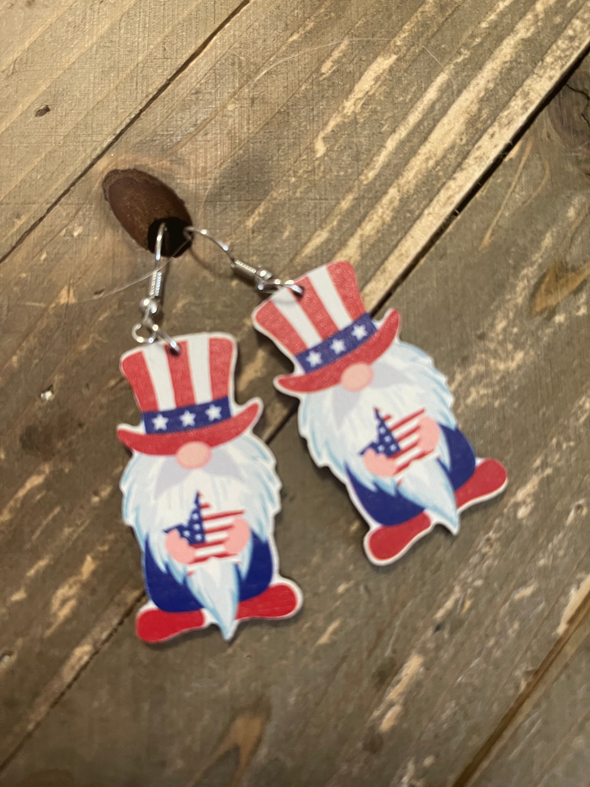 July 4th Gnome Wire earringsPink tiful of LOVE