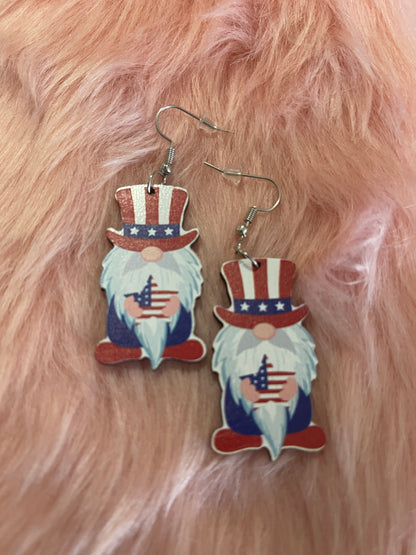 July 4th Gnome Wire earringsPink tiful of LOVE