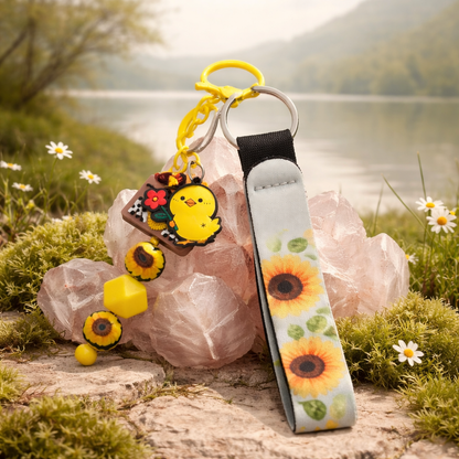 Blessed Mom Sunflower Keychain
