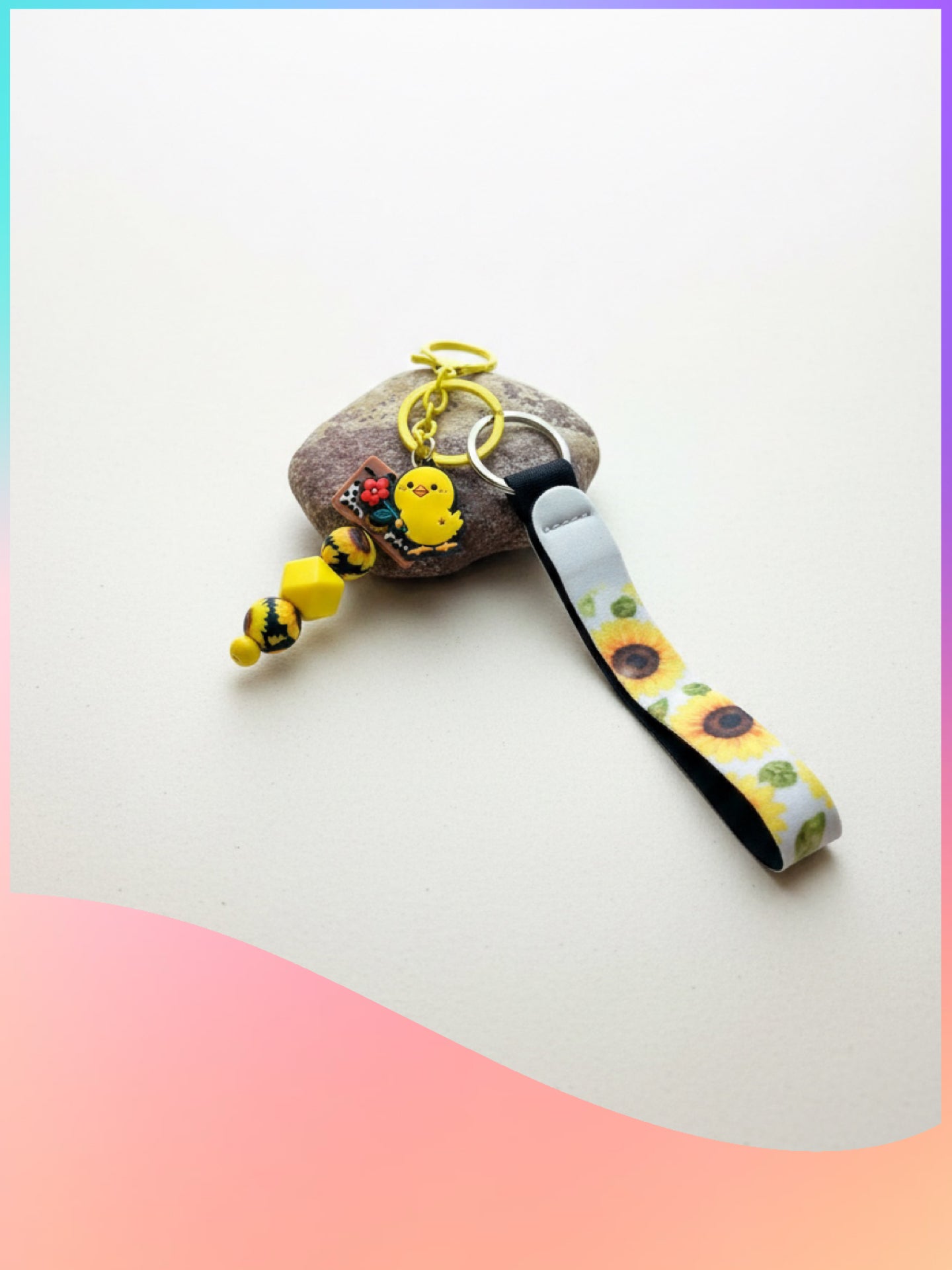Blessed Mom Sunflower Keychain