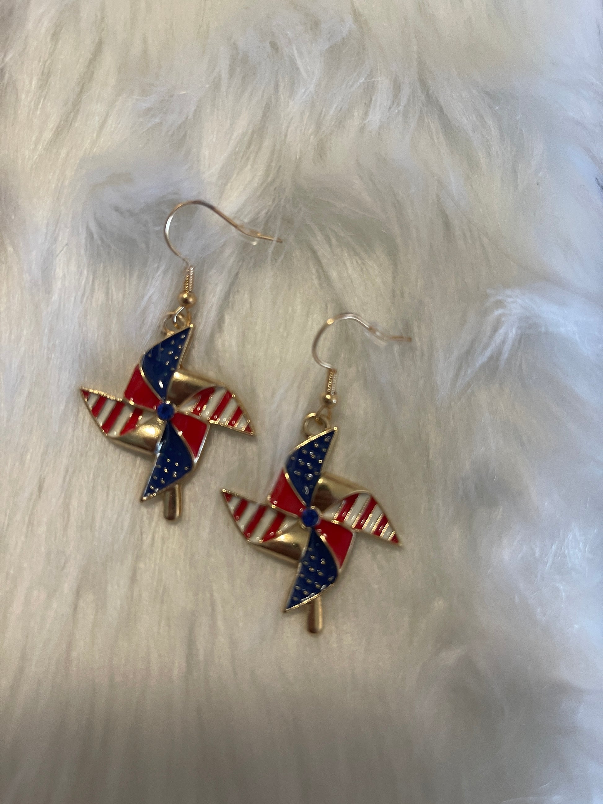 Patriotic Pinwheels Wire EarringsPink tiful of LOVE